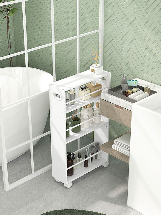 HomCom Wooden Kitchen Trolley 3 Tiers White 45x15x80cm