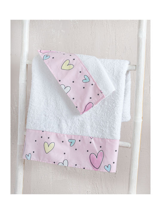 Rythmos Set of baby towels 3pcs Pop Hearts White Weight 500gr/m²
