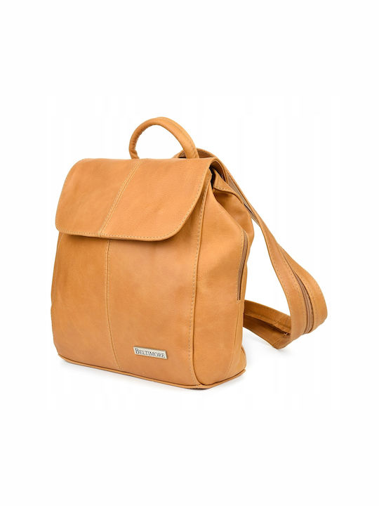 Leder Damentasche Rucksack Beige