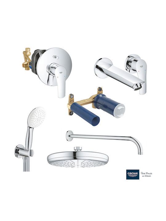 Grohe Built-in Mixer, Hand Shower & Shower Head Set for for Bathroom Sink Silver