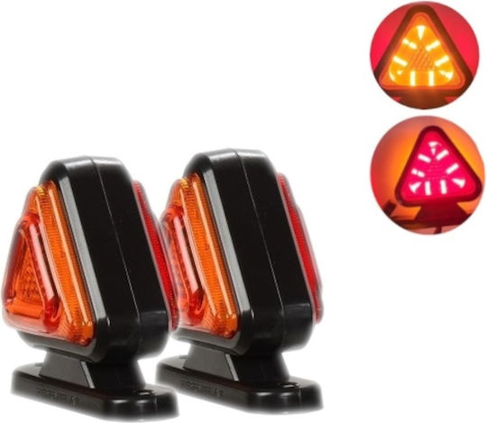 Комплект LED обемни клаксони триъгълник 12v 24v IP67 червено оранжево 6.5см