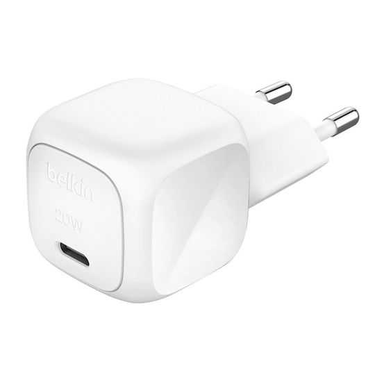 Belkin Charger Without Cable with USB-C Port 20W Power Delivery Whites (BoostCharge)