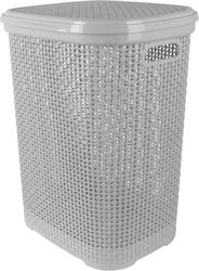 TnS Rattan Laundry Basket Plastic 60lt with Cap 45x35x55cm White TnS Rattan Laundry Basket Plastic 60lt with Cap 45x35x55cm White