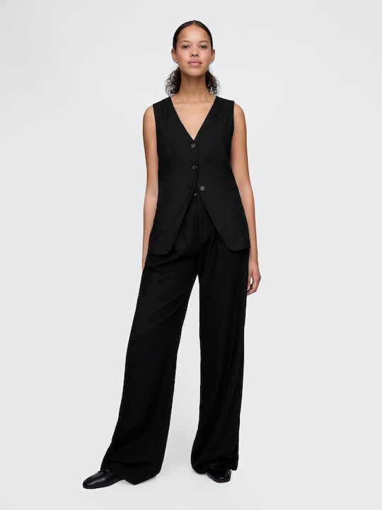 GAP Damen Hoch tailliert Leinen Hose mit Gummiz...