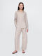 Damen Leinen Hose Beige
