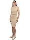 Eisia High-waisted Midi Skirt Beige