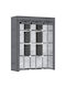 HomCom Fabric Wardrobe with Zipper and Shelves in Gray Color 125x43x162.5cm