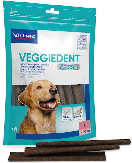 Virbac Veggiedent Fresh Λιχουδιά για Σκύλους κατά της Πέτρας & Πλάκας 15τμχ