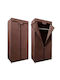 Happy House Fabric Wardrobe with Zipper and Shelves in Brown Color 75x45x160cm
