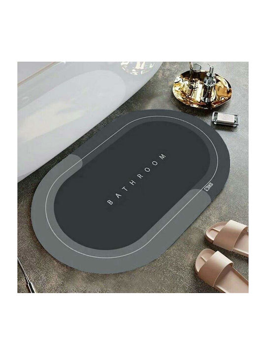 Rutschfest Badematte Synthetisch,Polyester/Cotton/Leather Oval Gray 57x38cm