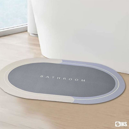 Αντιολισθητικό Σετ Πατάκια Μπάνιου Οβάλ Light Blue/grey 3τμχ
