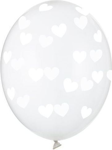 Latex Balloons Transparent White Hearts 30cm – 6 Pieces