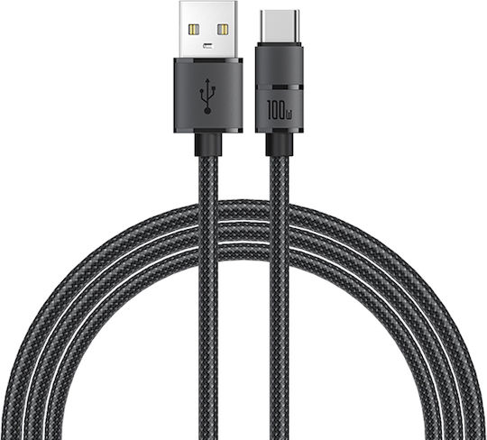 Recci Braided USB 2.0 Cable USB-C male - USB-A 100W PD Μαύρο 1.2m RS08C