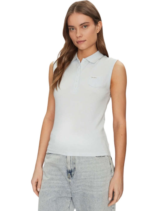 Women's Sleeveless Polo Light Blue Blouse