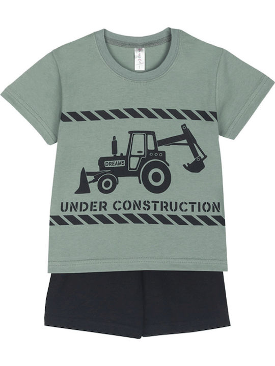 Dreams by Joyce Παιδική Πιτζάμα Καλοκαιρινή Χακί Under Construction