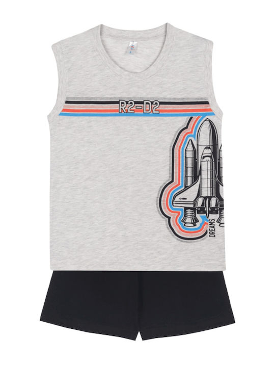 Dreams by Joyce Kids Nightwear Summer Gray Melange Space Shuttle R2D2