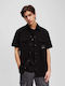 Short-sleeved Denim Shirt Black