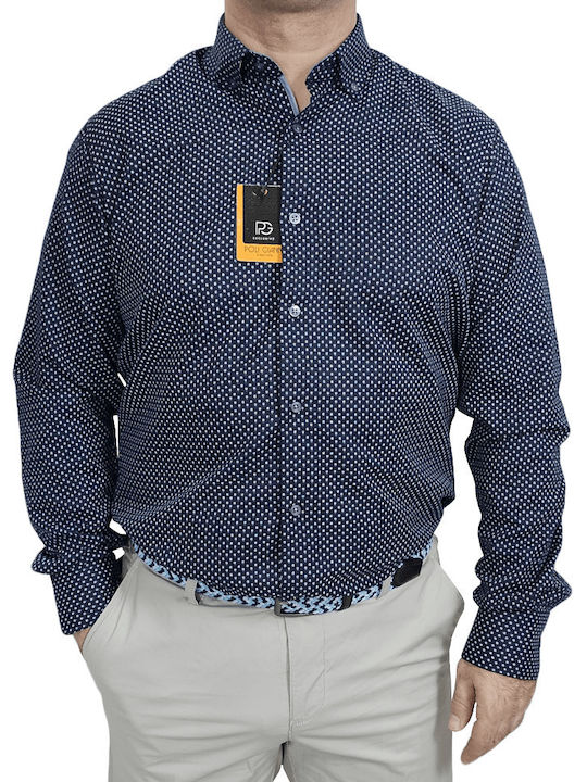 Langärmlig Hemd Polka Dot Navy