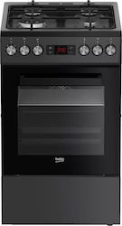 Beko Υγραερίου & Ρεύματος Ελεύθερη με Εστίες Υγραερίου Μαύρη FSM51330DAOT Beko Υγραερίου & Ρεύματος Ελεύθερη με Εστίες Υγραερίου Μαύρη FSM51330DAOT