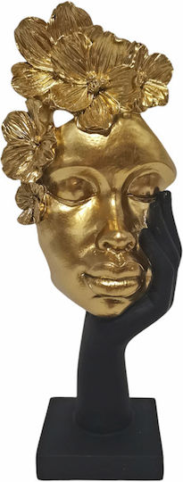 Decorative Polyester Figure Woman Flowers Black Gold Color 13x7.5x29.5cm Ankor Ankor 844364