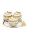 Decorative Ceramic Apples Set of 3 Ø10x10 cm Plate 23.5x24.5 cm White Gold Keskor 78679