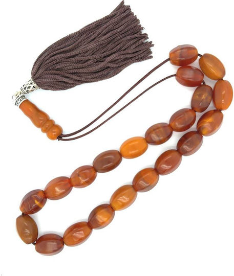 Worry Beads Horn Brown Distressed Tassel 21 Beads