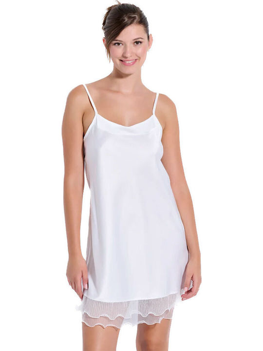 Jeannette Lingerie Καλοκαιρινό Σατέν Γυναικείο Νυχτικό Off White