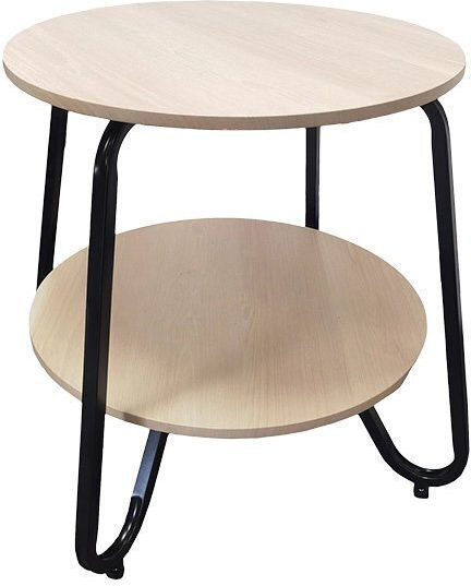 Sitting Room Outdoor Free Standing Table with Wood Surface and Metal Frame Natural 45x45xcm