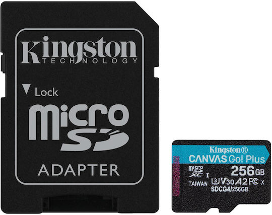 Kingston Canvas Go Plus microSDXC 256GB U3 V30 A2 UHS-I 200MB/s с адаптер