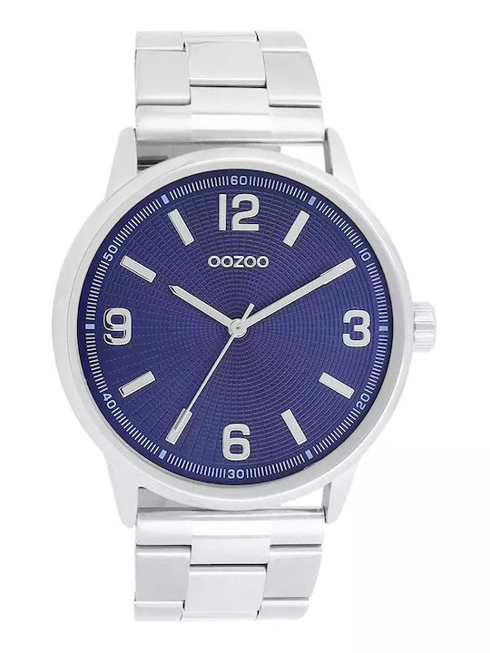 Oozoo Timepieces Γυναικείο Ρολόι 45mm Μπαταρίας με Ασημί Μεταλλικό Μπρασελέ
