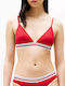 Triangle Bikini Top with Adjustable Straps Red Striped