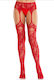 Leg Avenue Lace Sexy Κάλτσες Κόκκινες
