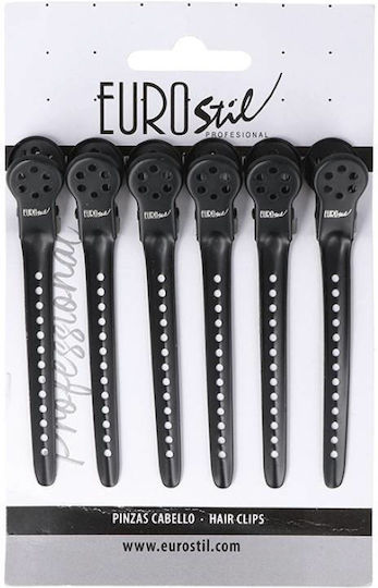 Black Metal Clips Eurostil 07580 Card 9cm 6pcs