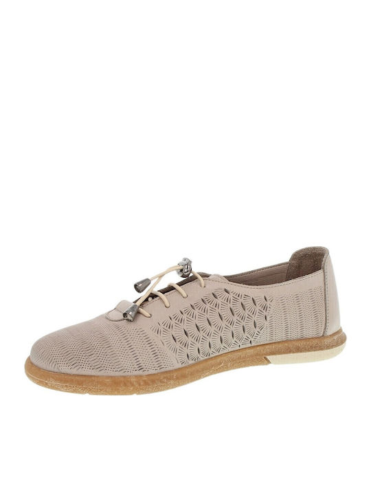 Leder Damen Oxfords in Beige Farbe