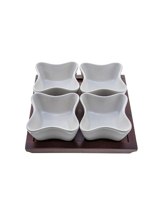 Galifas Porcelain Dessert Divided Serving Tray with 4 Slots White