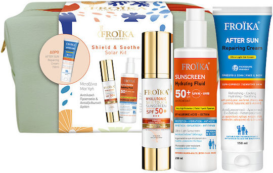 Froika Shield And Soothe Red Set with Face Sunscreen After Sun & Toiletry Bag SPF50 4 Pieces