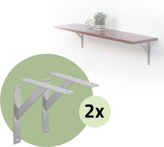 ML-Design Metallic Corner Shelf Silver 2pcs 490012722