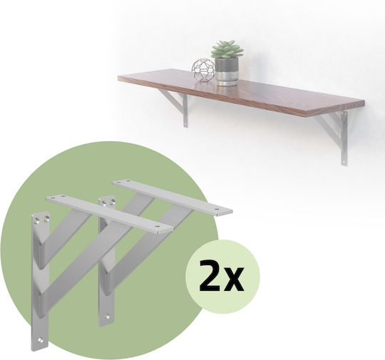 ML-Design Metallic Corner Shelf Silver 2pcs 490012767