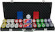 Set of 500 Numbered Poker Chips Ace 14g Leatherette Case