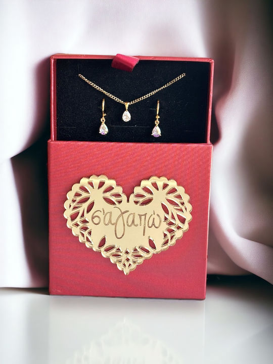 Set with Necklace & Earrings from Gold with Stones