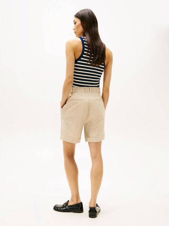 Damen Bermuda Leinen Classic Beige