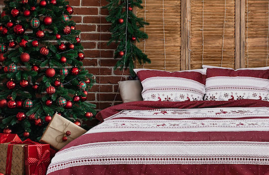 Matex Bettbezug-Set Baumwolle Einzelbett mit Kissenbezug 160x200 Rot