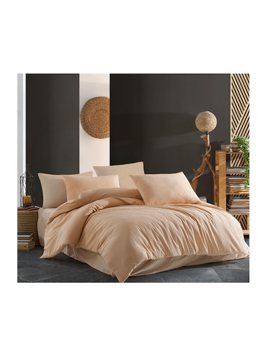 Nazenin Set Husă de Pilotă Bumbac Single cu Față de Pernă & 1 Cearsaf 160x220 Bej