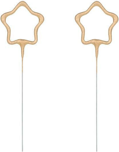 PartyDeco Stars Christmas Gold Candle 2pcs
