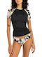 Billabong Surf Capsule UPF 50+ Women Short Sleeve Sun Protection Shirt Black