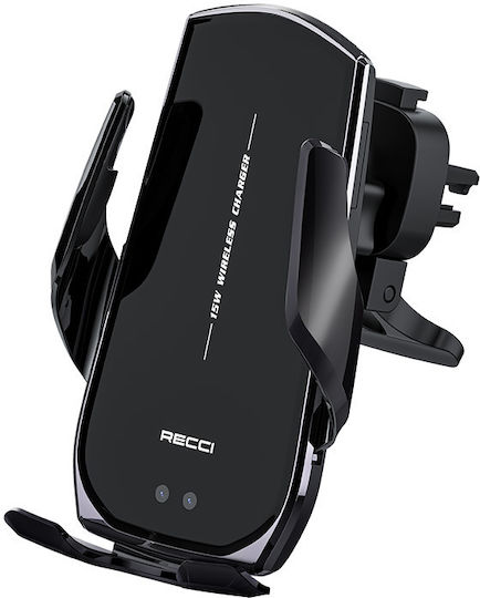 Recci Car Mobile Mount with Adjustable Hooks and Wireless Charging Black