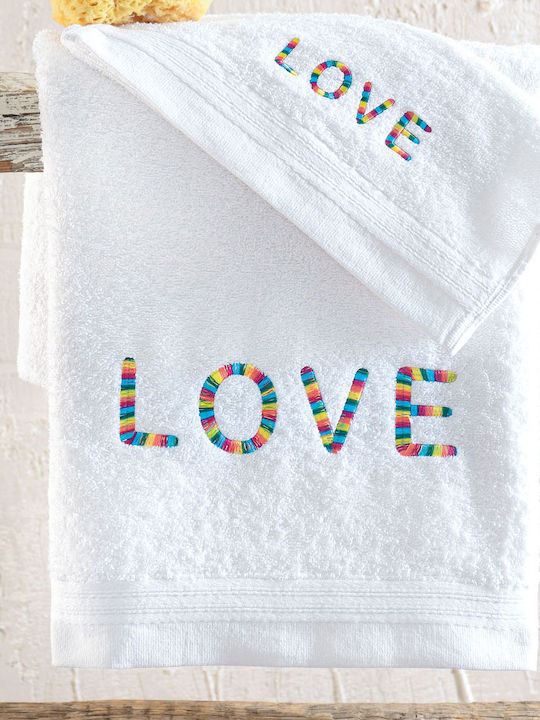 Rythmos Bath Towels Set 2 pcs Love White Weight 500gsm