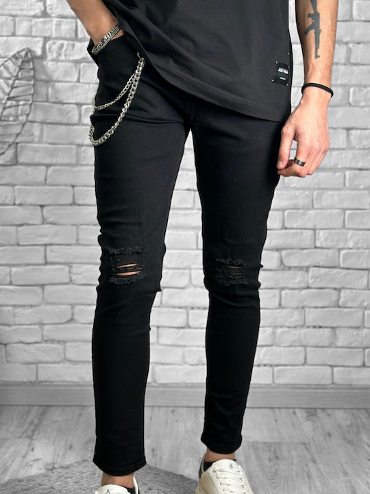 Pantaloni Jeans pentru Bărbați Elastic cu Croială Slim Negru