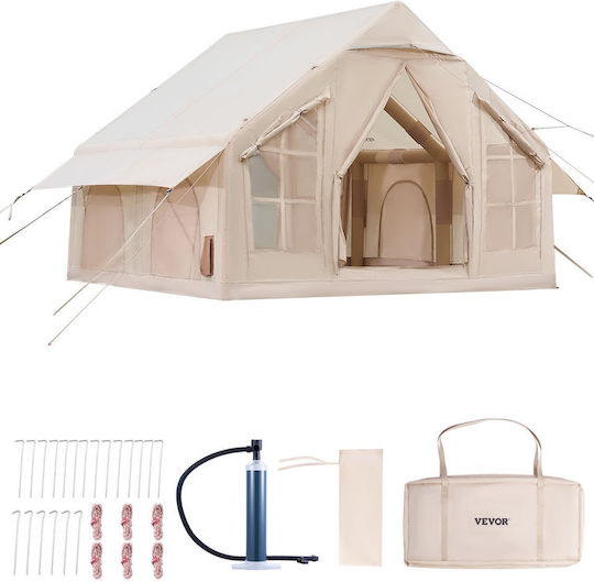 Vevor Inflatable Camping Tent Beige 4 Seasons For 6 People 300x300x230cm