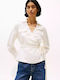 Damen Sommer Leinen Langärmelig Bluse Beige